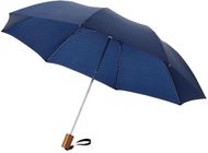 20" Oho-sateenvarjo, taitettava, tummansininen liikelahja logopainatuksella